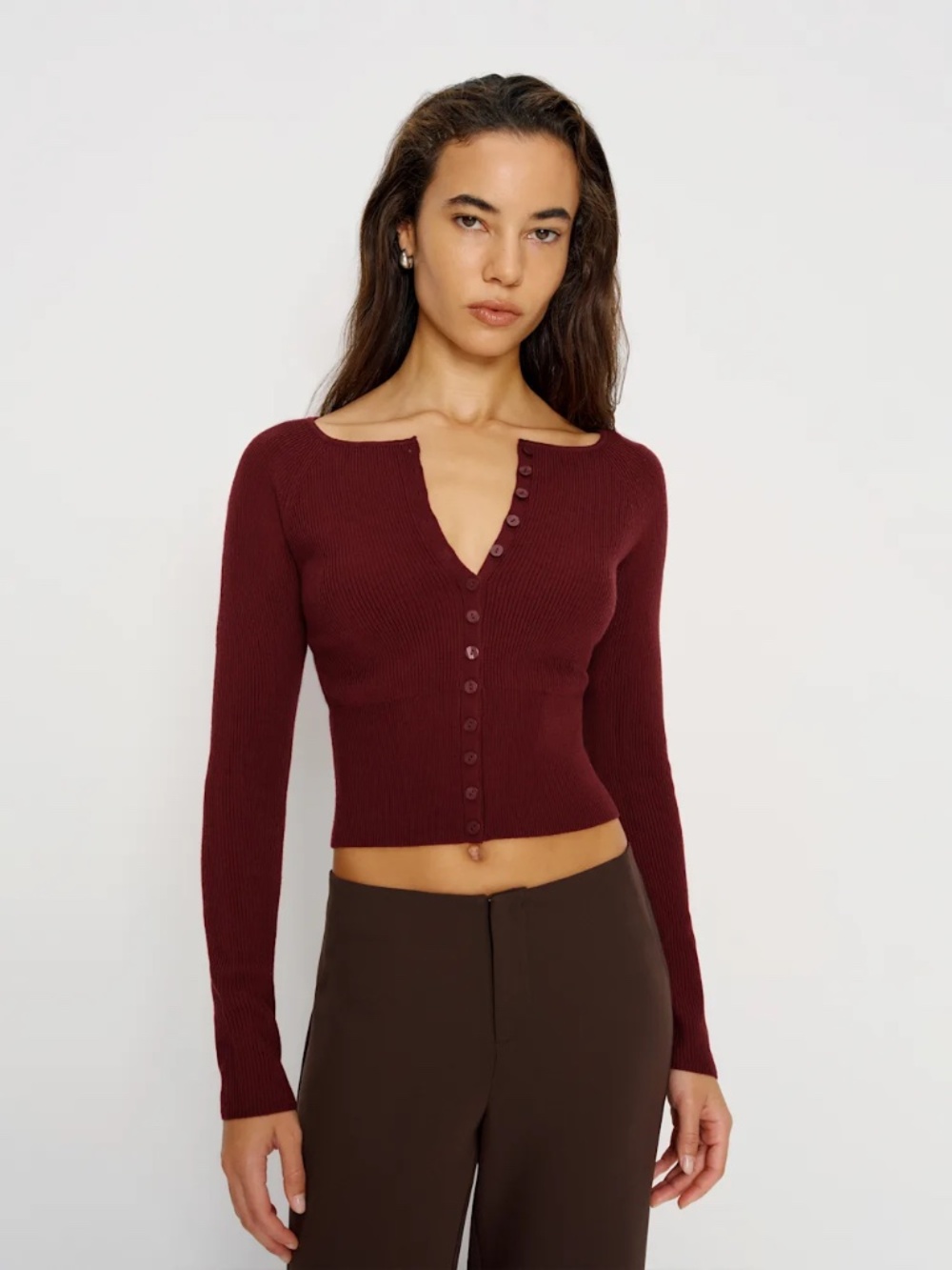 Reformation Meadow Regenerative Merino Cardigan Red